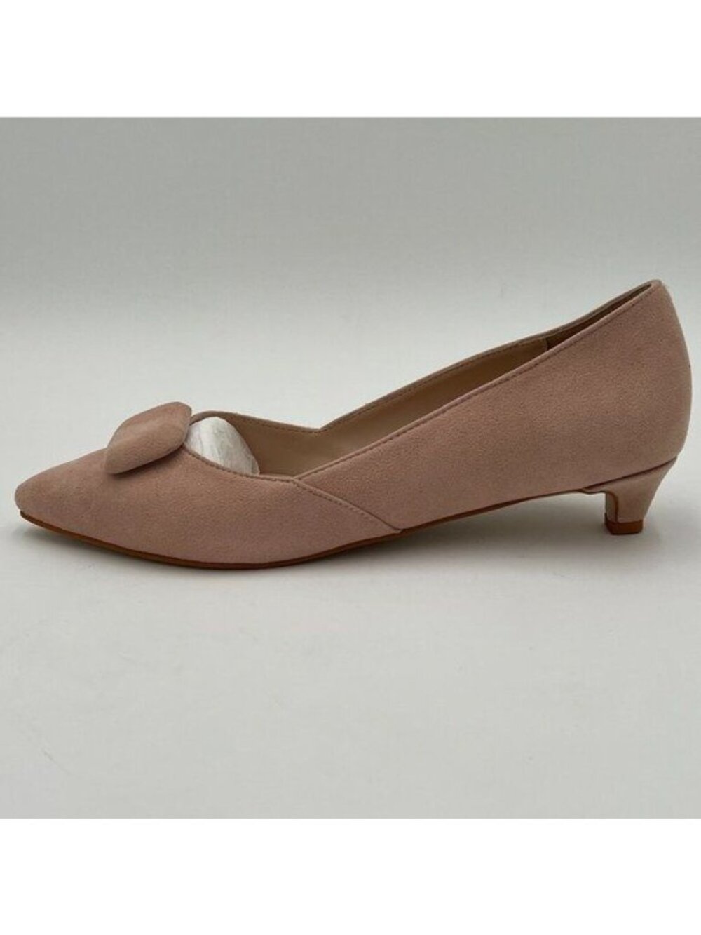 miss left Beige Low Heels Pointy Toe Pump Kitten Heel Slip On Wedding Shoes